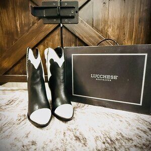 Lucchese Black & White Western Booties – Women’s 9.5 (Brand New, With Box)